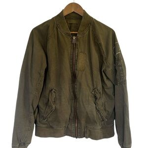 American Eagle Outfitters Utility Olive Green/Brown Full Zip Coat